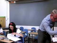 Lucky Teacher Fucking Two Cute Asians: AsianSpanks.com